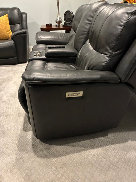 Flexsteel Crew Power Leather Reclining Sofa and Love Seat