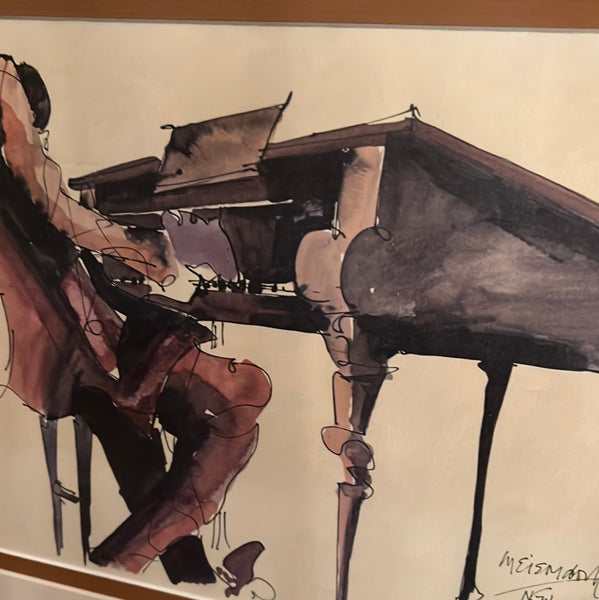 1976 Framed Leo Meiersdorff New Orleans Watercolor Print Jazz Musicians Signed