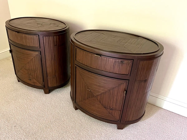 Pair of McGuire Faubourg Collection Oval Side Tables / Nightstands