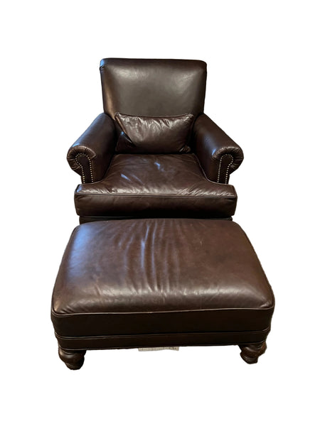 Old Hickory Tannery Leather Chair and Ottoman