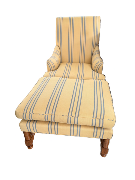 Rose Tarlow Melrose House Custom Tuscany Bergere Chair and Ottoman