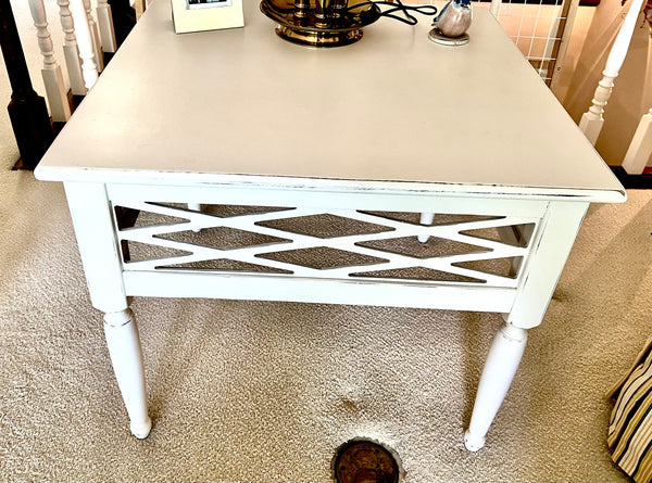 White Wood Side End Table