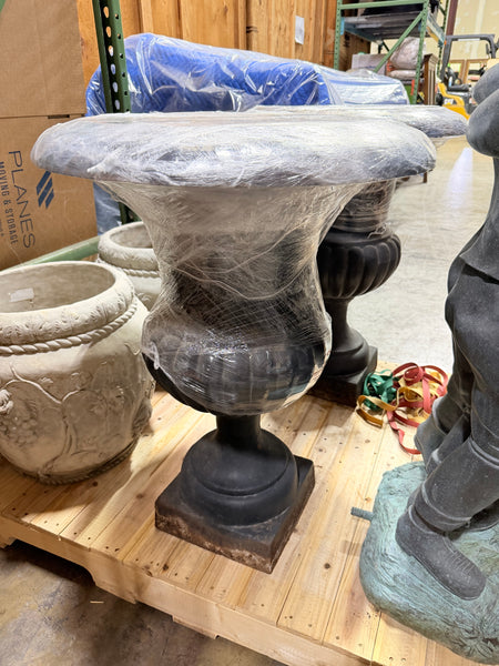 Pair of Cast Iron Patio Urns Pots