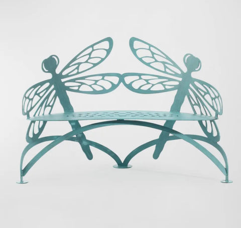 Horchow Cricket Forge Dragonfly Outdoor Bench