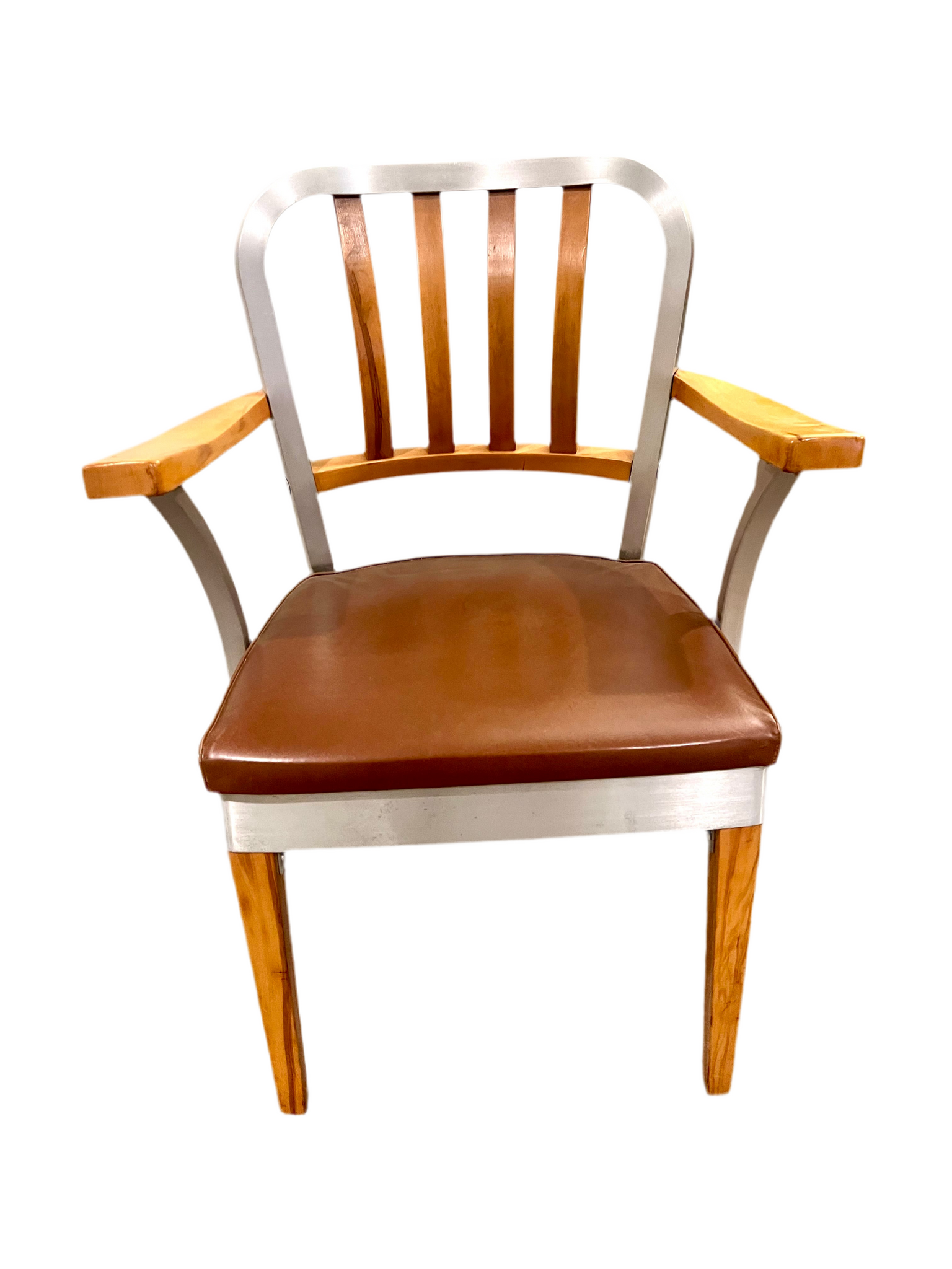 Shaw Walker MCM Aluminum and Wood Chair