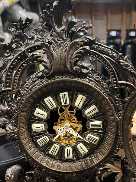 Antique Bronze Rococo Style Mantle Clock