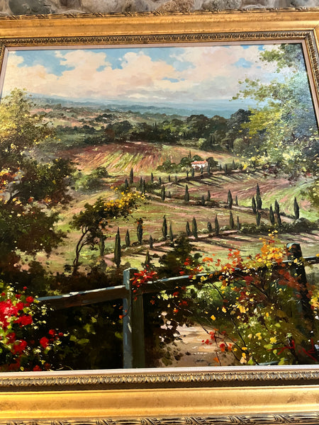 Custom Framed Art Oil on Canvas Painting by Andino