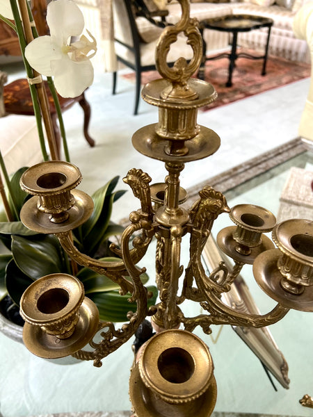 Pair of Antique Red Marble and Gilt Bronze Candelabras - Louis XVI Style