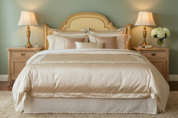 Baker Furniture French Provincial Louis XV Cream Lacquered Queen Headboard