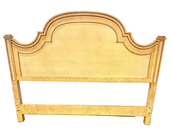Baker Furniture French Provincial Louis XV Cream Lacquered Queen Headboard