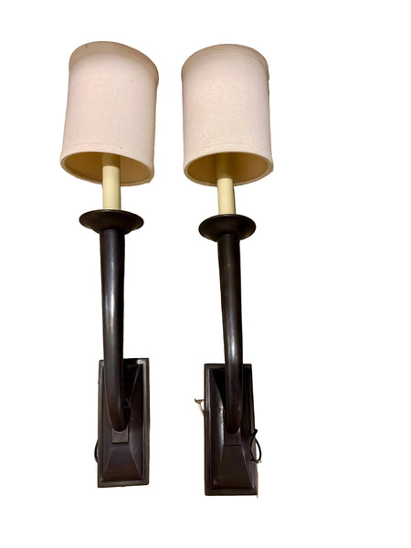 Pair of Visual Comfort Signature Collection French Deco Horn 23" Wall Sconces