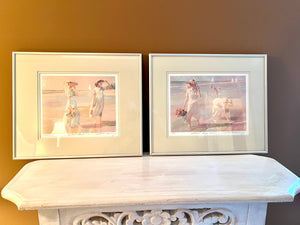 Pair of C.W. Mundy Hand Signed Numbered Limited Edition Artist Proofs "Girls On The Beach" and "Girls on the Beach"