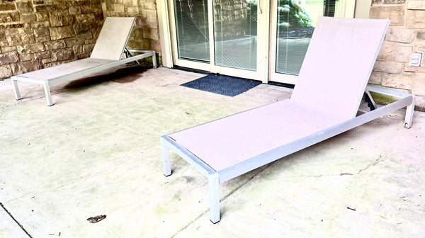 Pair of Caggiano Metal Chaise Loungers