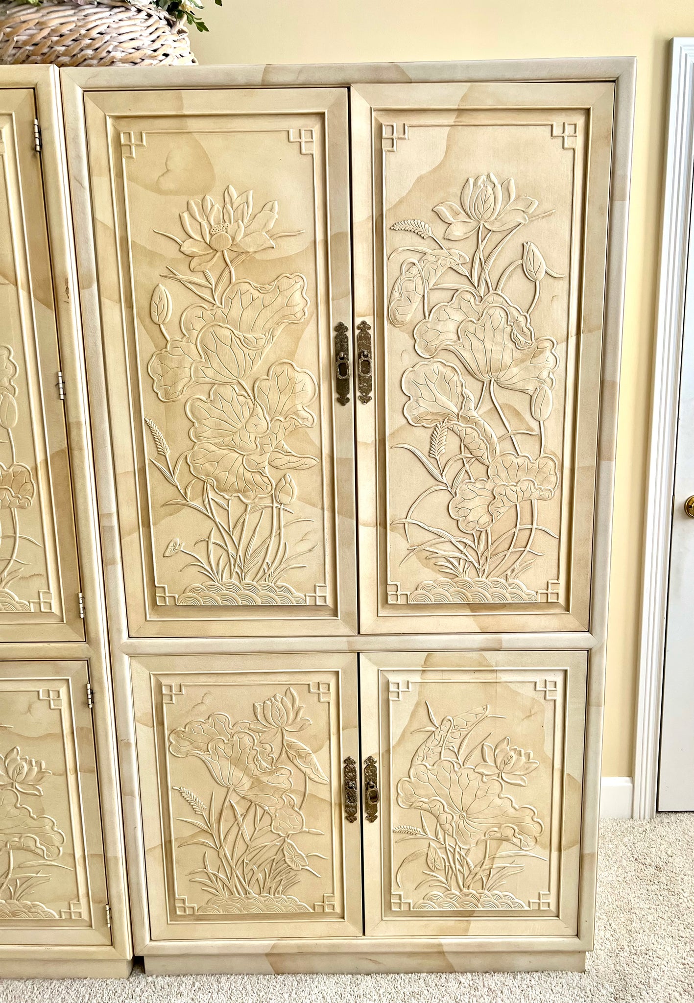 Henredon Folio 16 Villa Borghese Asian Goatskin Armoire Linen Chest Entertainment Center