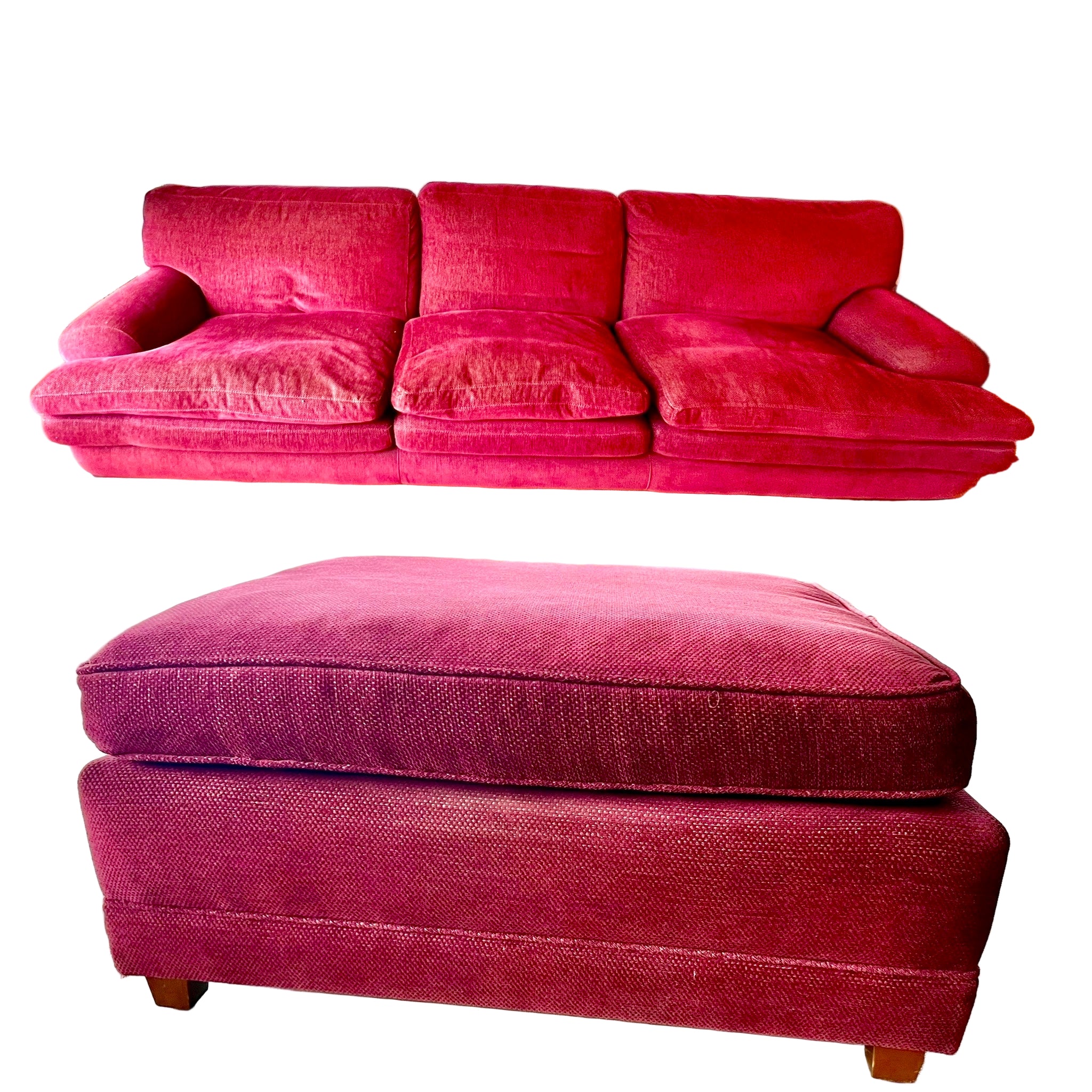 Roche Bobois Vintage MCM Extra Long 3 Seat Sofa and Ottoman