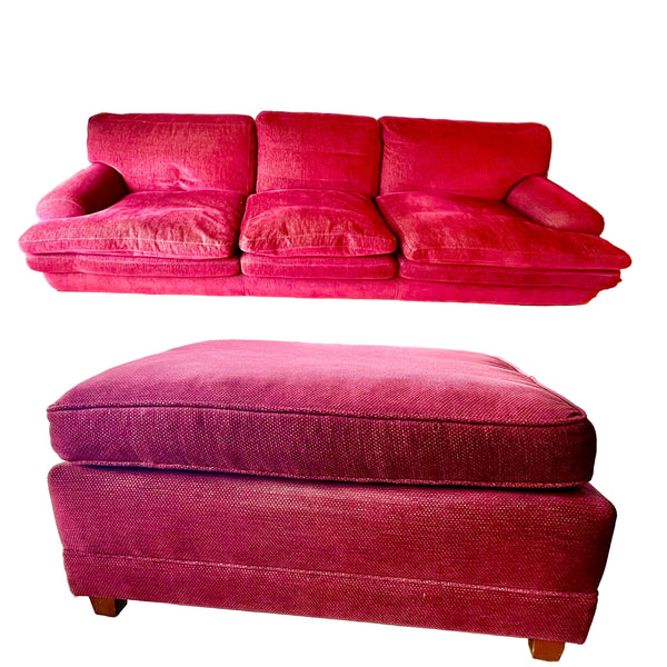 Roche Bobois Vintage MCM Extra Long 3 Seat Sofa and Ottoman