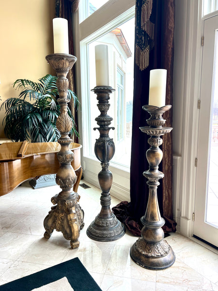 Set of 3 Floor Size Candlesticks (2 Sets Available)