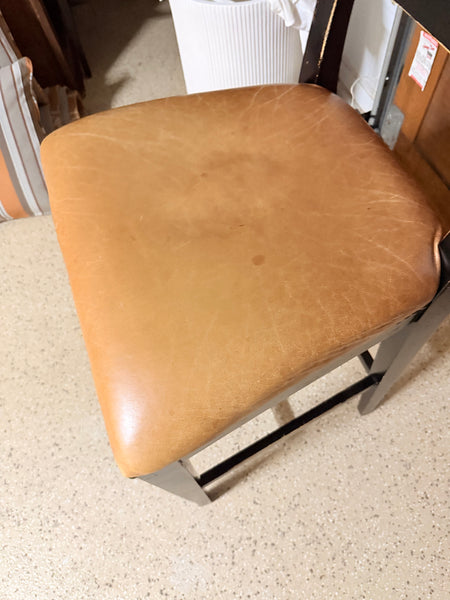 HENREDON Acquisitions Leather and Wood Bar Stools - Set of 4