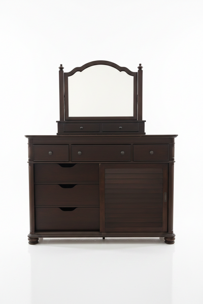 PAULA DEEN HOME - Steel Magnolia - Lady's Dresser with Storage Mirror - Tobacco