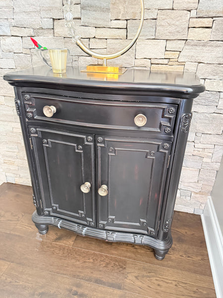 Black Asian Inspired Storage Cabinet (2 Available)