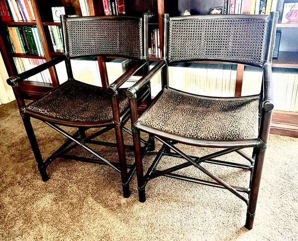 Pair of McGuire Bamboo Rattan Cane Chairs