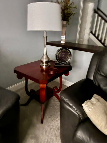 Regency Style Flamed Mahogany 2 Tier Square End Table