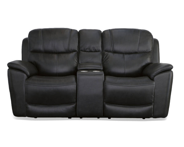 Flexsteel Crew Power Leather Reclining Sofa and Love Seat