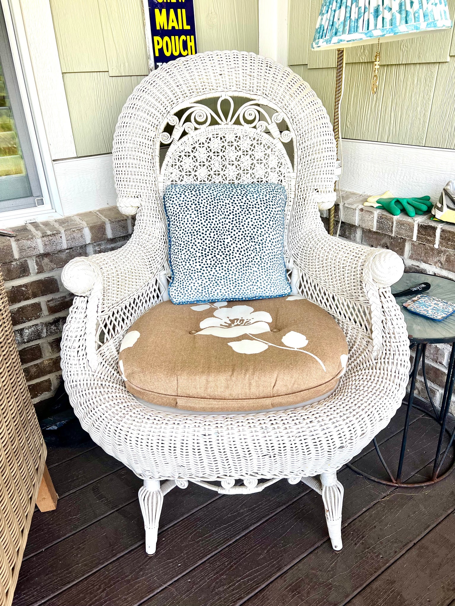 Antique Eastlake Victorian Wicker Chair with Cushion