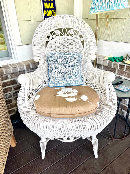 Antique Eastlake Victorian Wicker Chair with Cushion