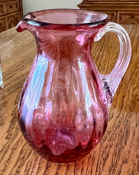 Pilgrim Glass Set of 4 Cranberry Glass Pitchers of Varying Heights