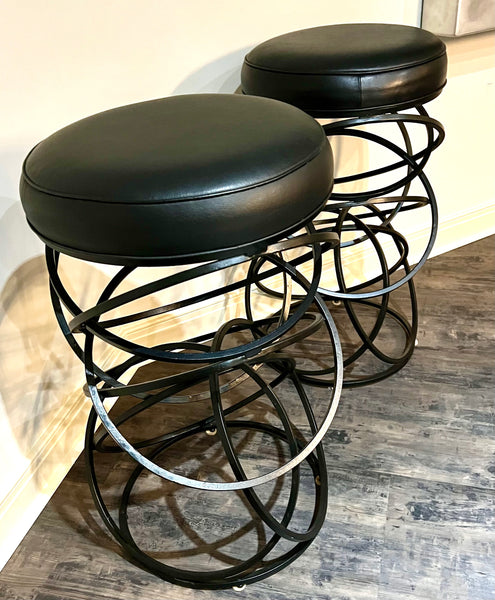 Set of 4 Ring Modern Leather Bar Stools by Global Views