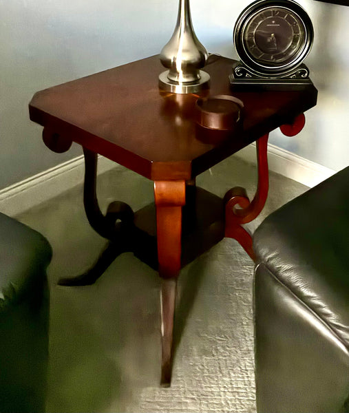 Regency Style Flamed Mahogany 2 Tier Square End Table