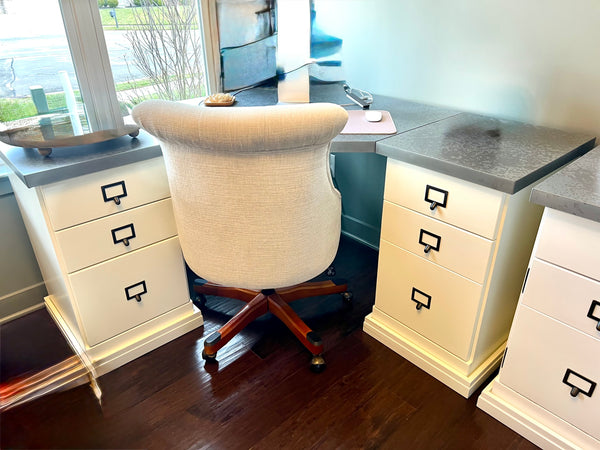 BALLARD DESIGNS Full Office Set - 2 Corner Desks, 2 Chairs, Credenza with Hutch