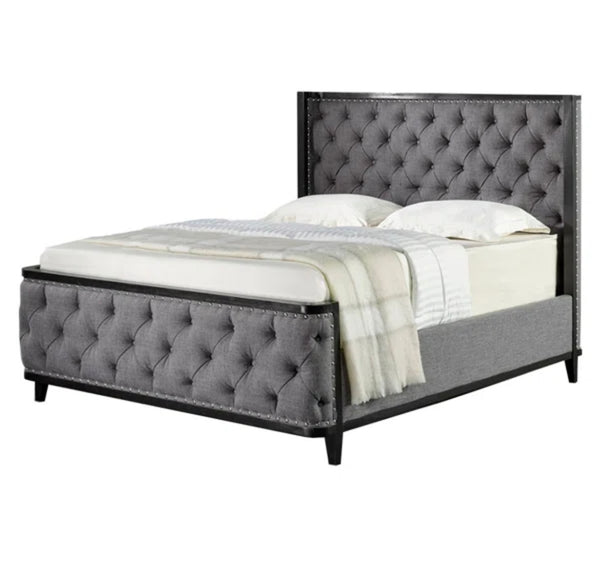 Queen Dark Gray Linen Bed