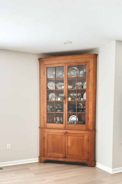Antique 19th Century Cherry Wood Corner Cupboard