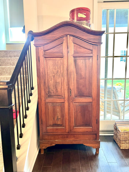 Small Antique Carved Wood Wardrobe Armoire Cupboard