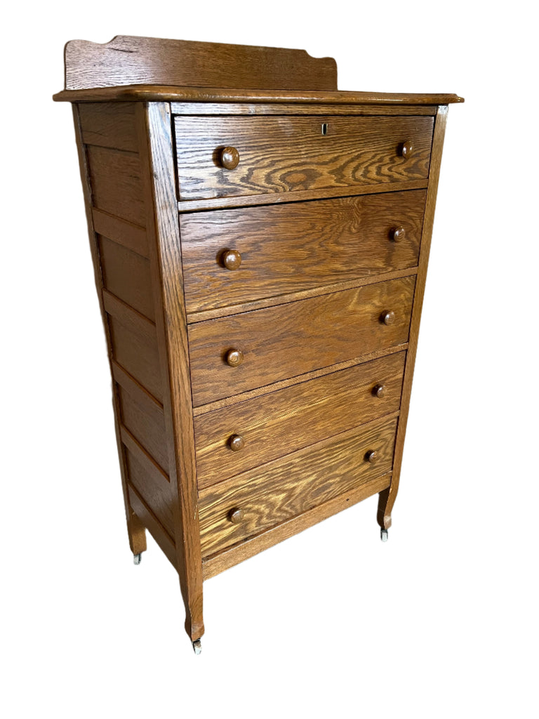 Solid Oak Antique Highboy Wood Dresser – KLM Luxury Consignment Solid Oak Antique Highboy Wood Dresser – KLM Luxury Consignment
