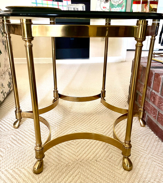 LaBarge Octagonal Brass and Glass Side Table