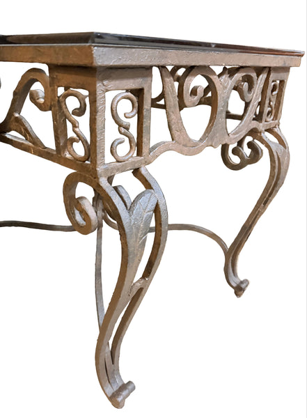 Iron and Glass Side End Table
