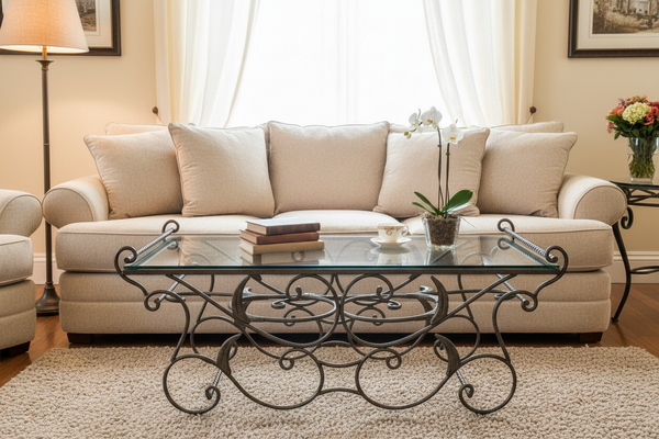 Iron and Glass Coffee Table