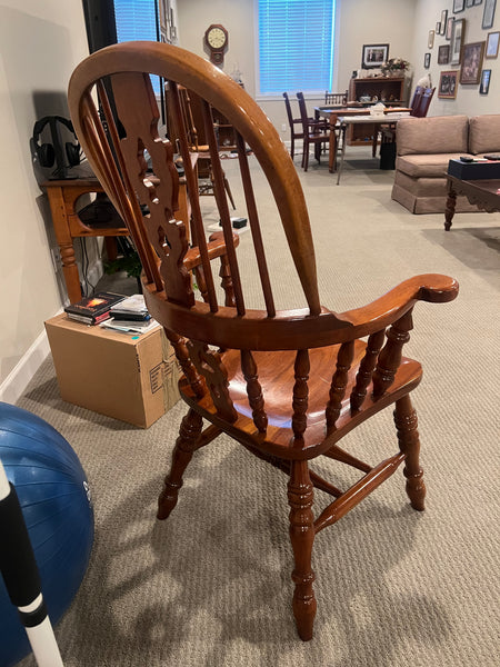 Barnard & Simonds Antique Yew Wood Broad Arm Windsor Chair