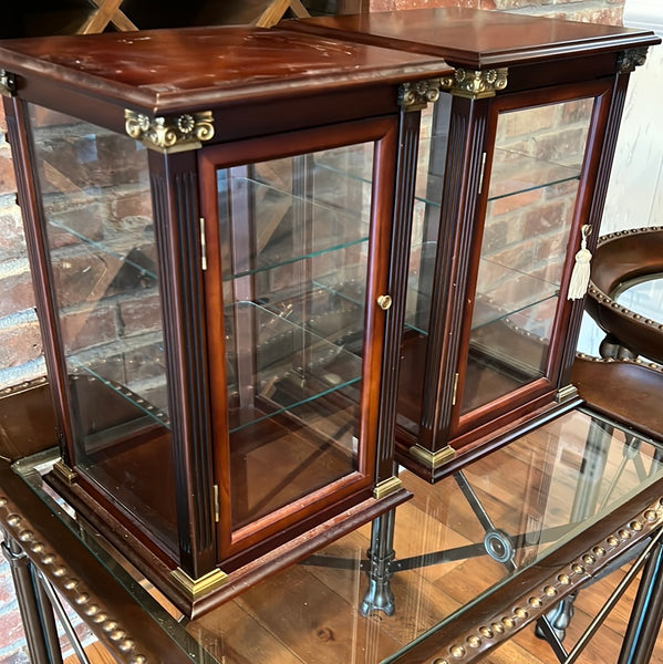 Bombay Wooden Upright Tabletop Display Cases with Glass Shelves