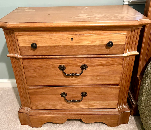 Queen Metal Bed and Nightstand