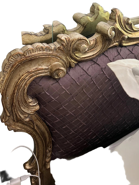 Antique King French Upholstered Headboard