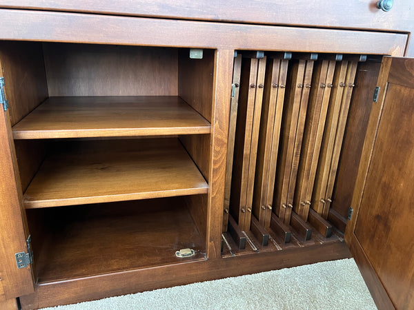 Solid Maple Amish Made China Cabinet with Hutch and Pull Out Dining Table