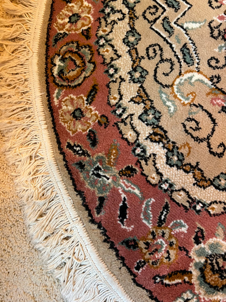 43" Round Cotton Blend Persian Area Rug