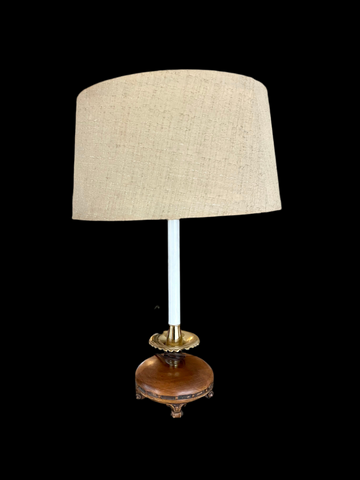 MCM Vintage Brass and Wood Table Lamp