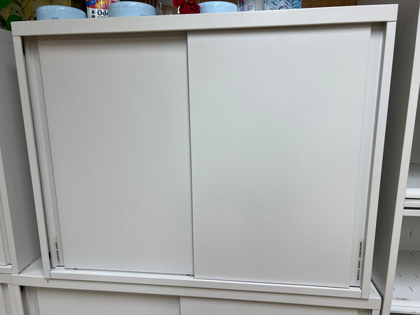 White Datum Shorter Sliding Door Storage Cabinets (4 Available)