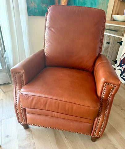 HULALA HOME Leather Classic Push Back Manual Recliner Armchair