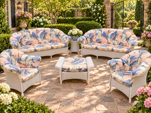 Lloyd Flanders Lloyd Loom Vintage 6 Piece White Wicker Set